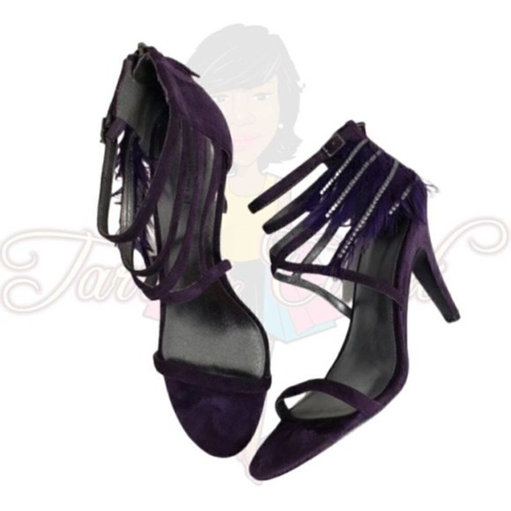 Nine West Blondie Purple Feather Strappy Heels 10M